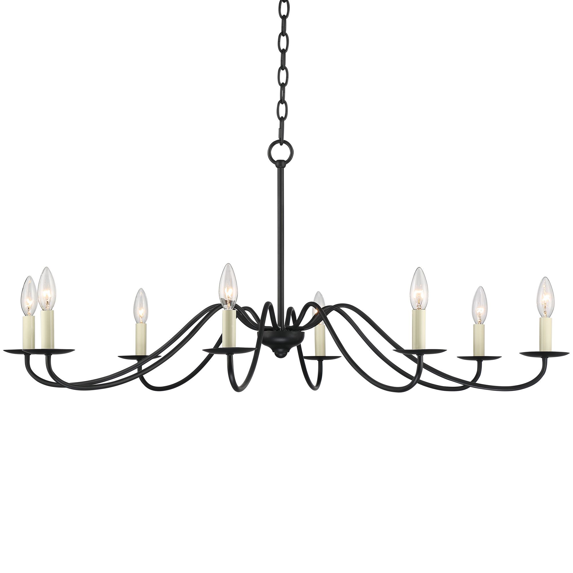 Franklin Iron Works Black Metal Chandelier Light 42" Wide Modern Farmhouse White Faux Candle 8-Li... | Walmart (US)