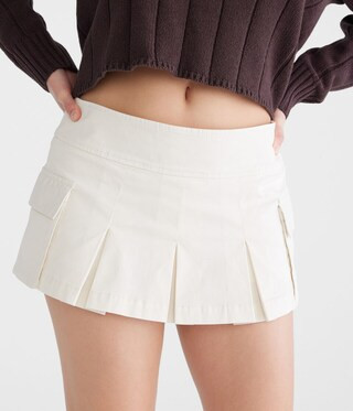 Low-Rise Pleated Cargo Mini Skort | Aeropostale