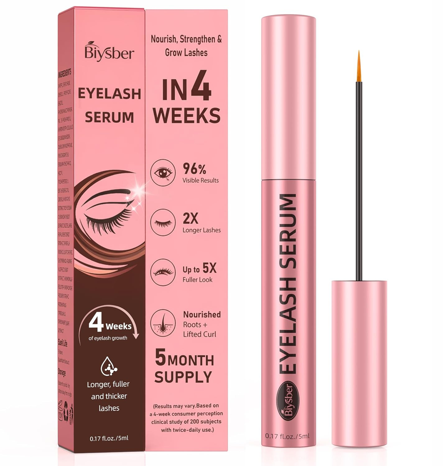 Eyelash Growth Serum with Peptide & 7 Botanicals, Lash Growth Serum to Boost Lash Fullness & Thickness, Vegan Formula & Gentle for Sensitive Eyes 5mL | Amazon (US)