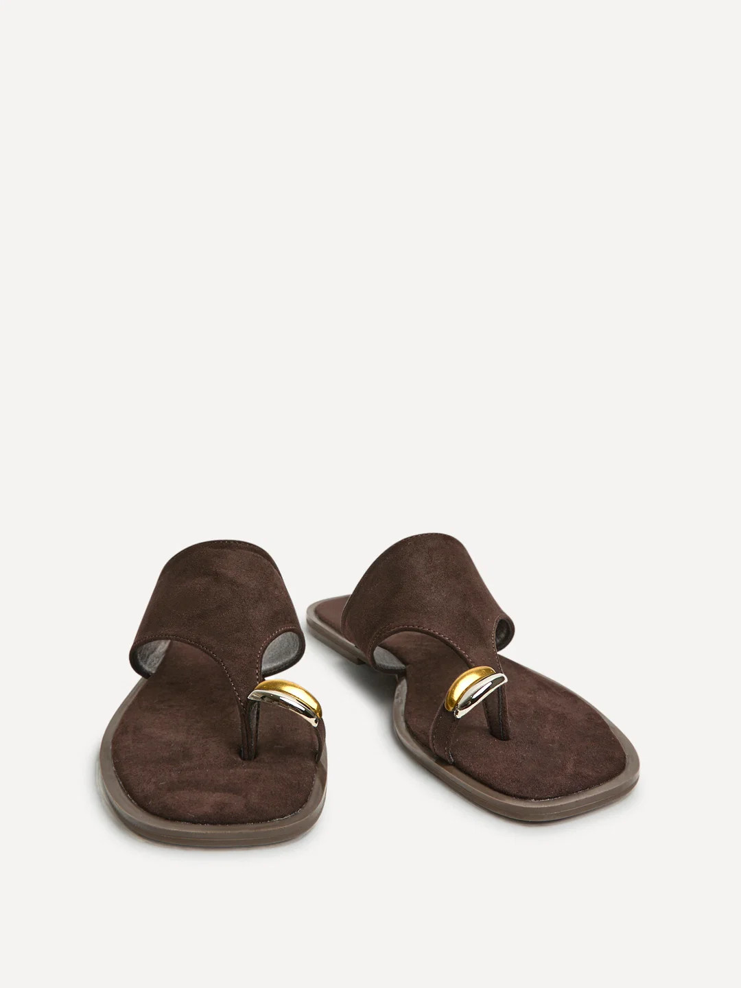 Contain Brown Toe Ring Flat Sandals | Linzi Shoes