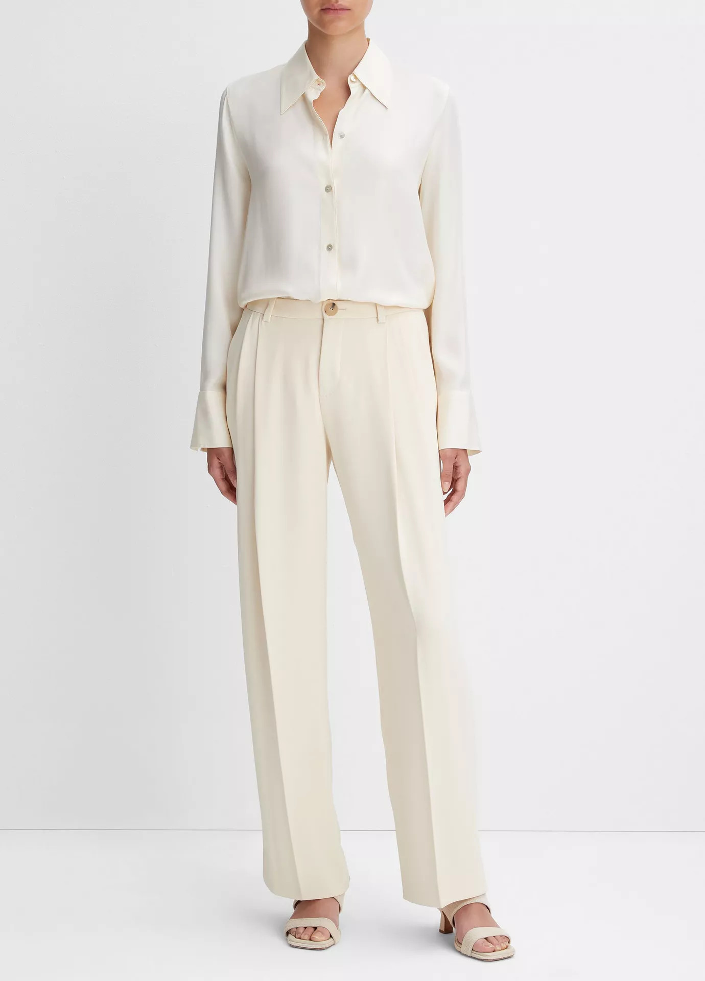 Drop-Waist Pleated Crepe Trouser | Vince LLC