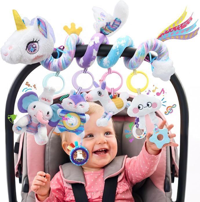 5-in-1 Sensory Activity Hanging Toy with Music Rattle, Fits Car Seats and Strollers, for Newborn ... | Amazon (US)