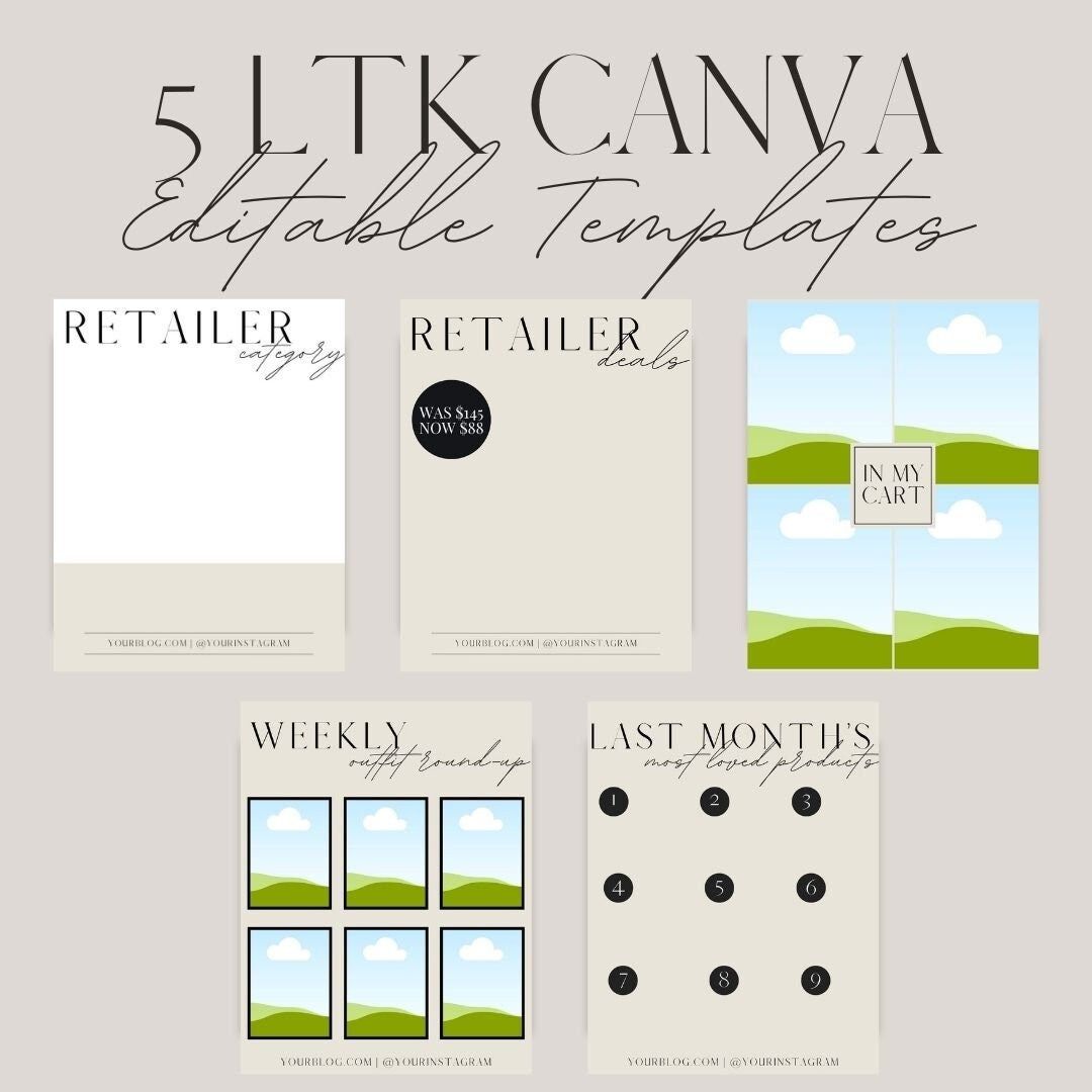 5 LTK Canva Templates: Neutral Aesthetic Gift Guide Collages Blogger Influencer Content Creator C... | Etsy (US)