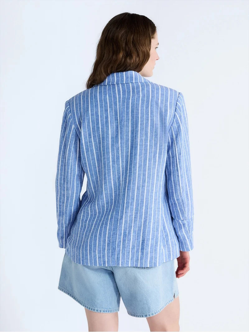 Free Assembly Women's and Women's Plus Linen-Blend Single Breasted Blazer, Sizes XS-4X | Walmart (US)