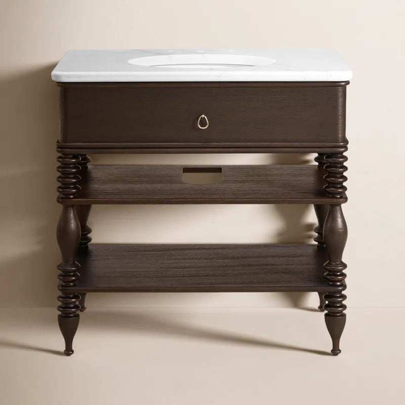 Chantilly 36" Single Sink Bathroom Vanity With Statuario Quartz Countertop | Wayfair North America