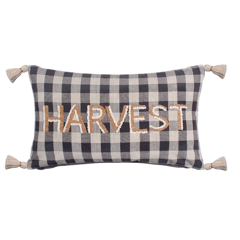 Harvest Embroidered Throw Pillow with Tassels, 14x24 | At Home