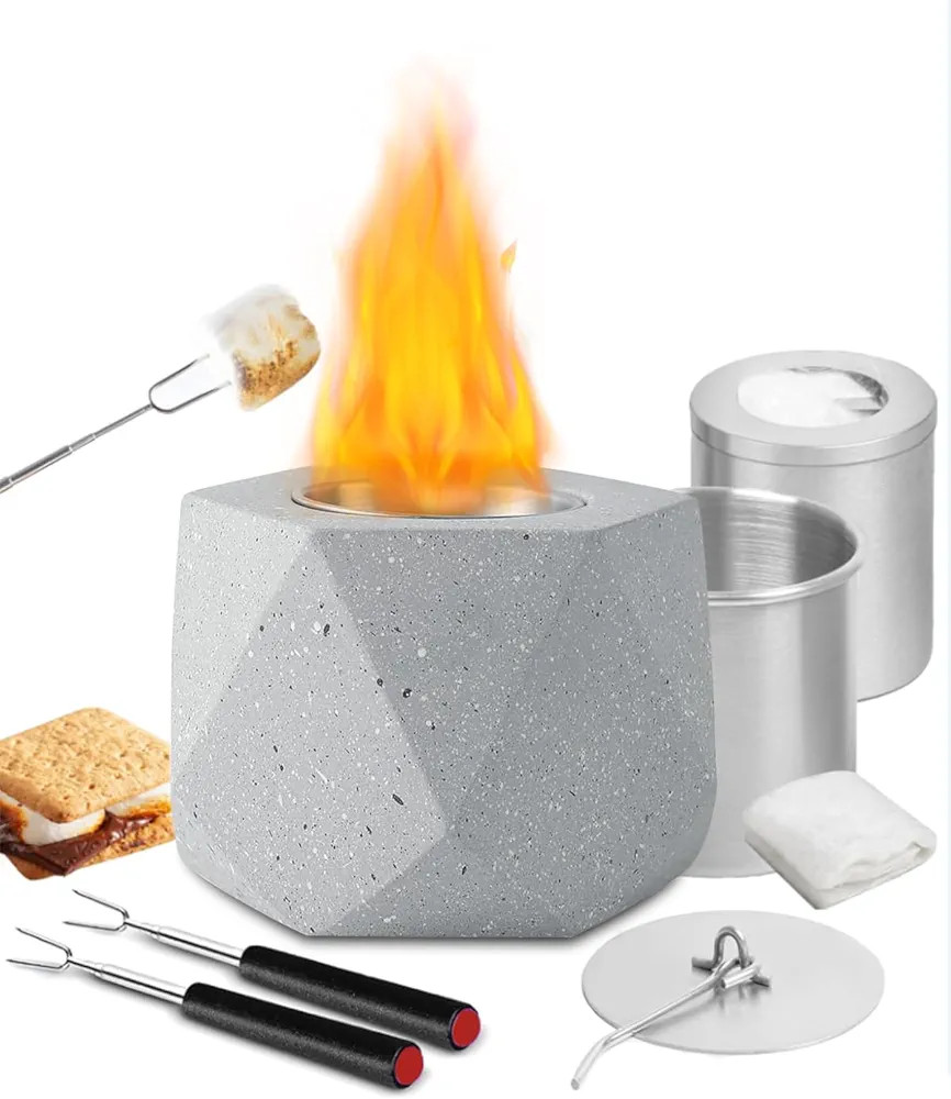 Tabletop Fire Pit Bowl, Concrete Tabletop Fireplace Indoor Outdoor ASTM Certified Smores Fire Pit... | Amazon (CA)