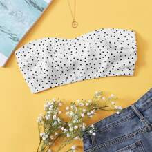 Polka Dot Tie Back Crop Tube Top | SHEIN