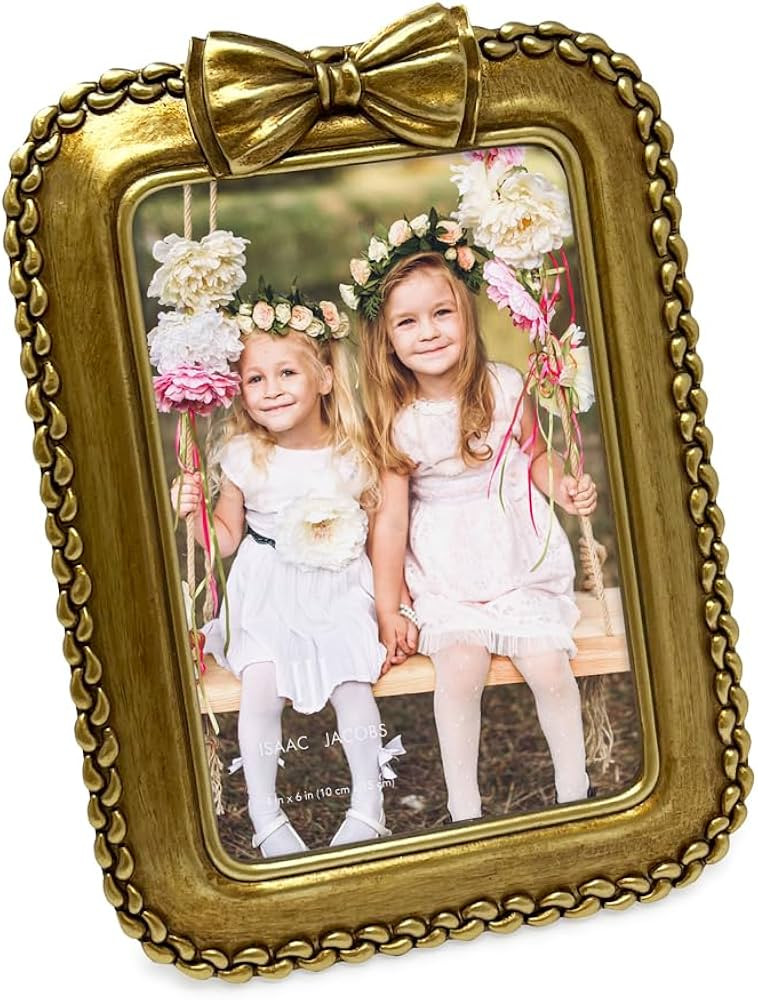 Isaac Jacobs 4x6 Gold Braided Bow Frame for Tabletop and Wall Display, Decorative Design, Tables,... | Amazon (US)