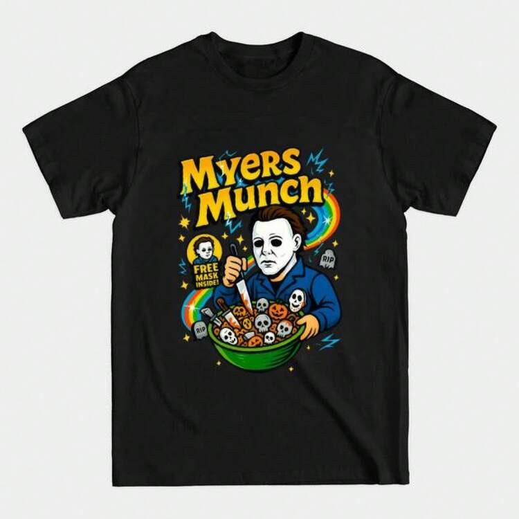 Myers Munch Halloween Horror Cereal T-Shirt 100% Cotton Unisex Classic Fit Printed Top,Graphic Tees | SHEIN