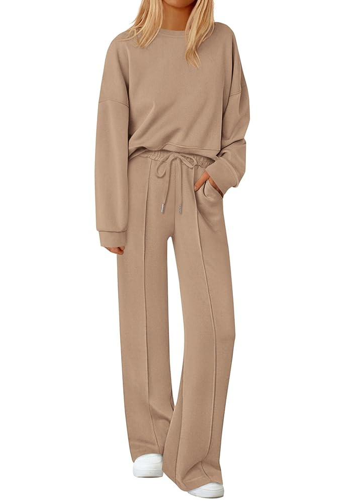 PRETTYGARDEN 2 Piece Sets For Women Fall Trendy Long Sleeve Sweatshirt Wide Leg Pants Loungewear ... | Amazon (US)