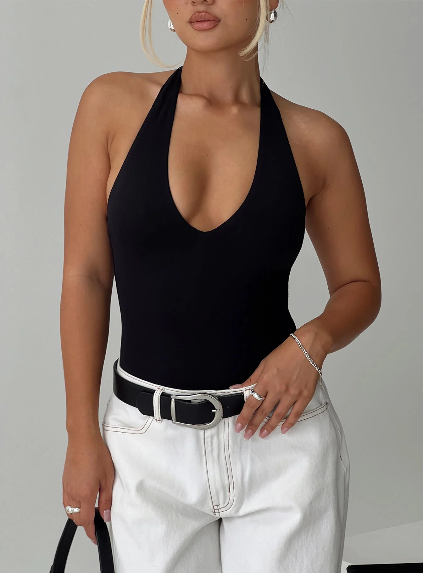 Someone New Halter Bodysuit Black | Princess Polly US