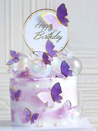 10pcs/set Paper Cake Decoration, Butterfly Design Cake Card For Party | SHEIN