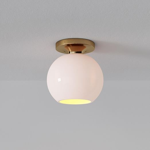 Sculptural Glass Globe Flushmount - Milk | West Elm (US)
