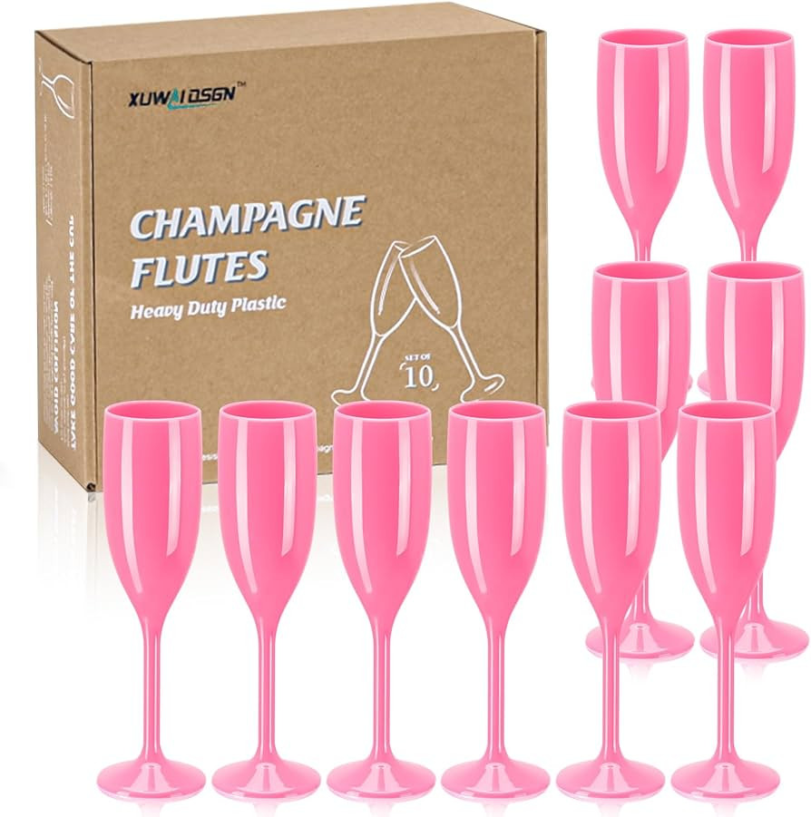 XUWAIDSGN Champagne Flute Acrylic Champagne Glasses Wedding Toasting Champagne Flute Goblet Plast... | Amazon (US)
