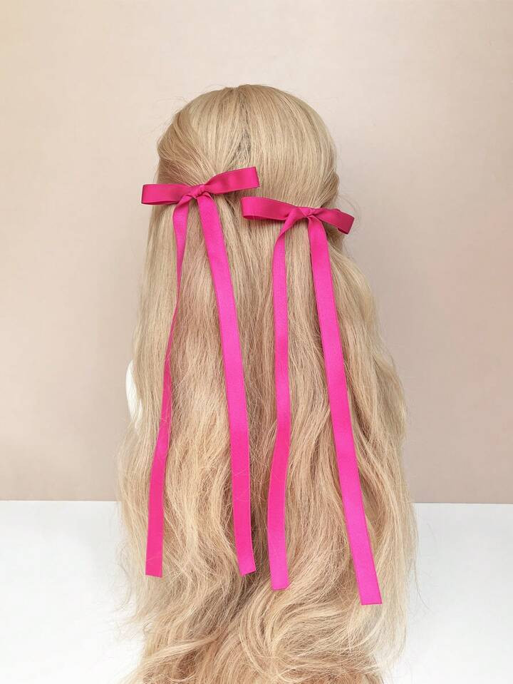 2pcs Simple Chic Bowknot Ribbon Hair Clip | SHEIN