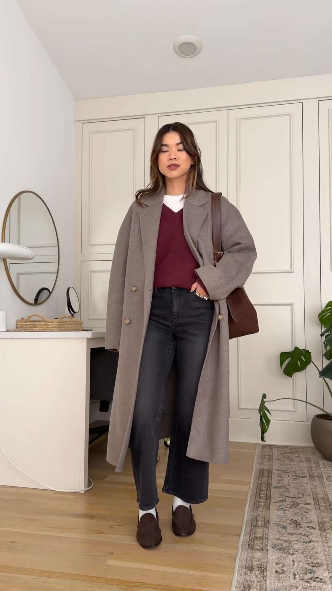 Sizing info: Jeans 24 in 26in inseam in Charcoal Black, Tee XS, Sweater XS in Red Wine, Coat XS in Nomad Taupe! petite fashion, get dressed with me, outfit inspiration, ootd, nashville outfit, Nashville influencer, petite style, vacation style, casual outfits, mom style, petite pants, winter dress, winter outfit, winter pants, winter outfit inpso, winter outfit idea, winter top, winter style, winter sweater, cozy sweater, cold weather sweater, cold weather outfit, winter bag, winter purse, denim, jeans, jacket, winter jacket, winter coat, trench coat, warm coat, 

 

#LTKHoliday #LTKSeasonal #LTKPetite