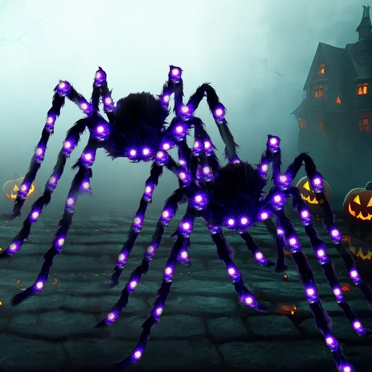 Joyfy 2 Pack 5 ft Light Up Giant Spider Halloween Decorations Outdoor,Scary Spider Halloween Outd... | Walmart (US)