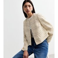 Women's Cream Striped Bouclè Jacket New Look | New Look (UK)