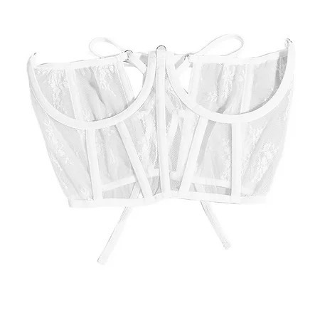Abbraccia Lace Corset Belt Waist Decorative Fashion for Women, Girdle Tie Back Wide Waist Belt Lace up Corset Underbust White | Walmart (US)
