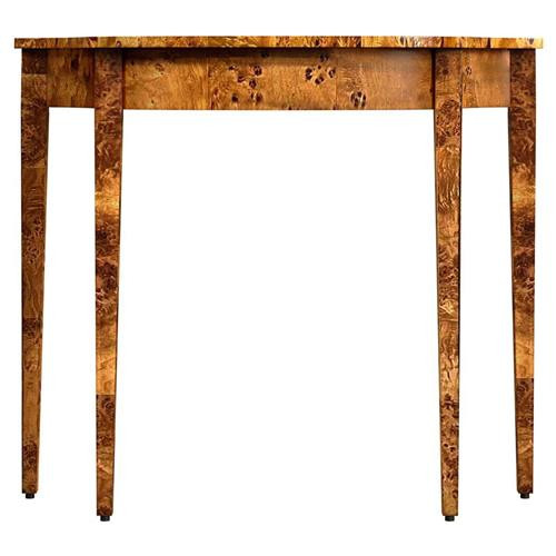 Calag Rustic Lodge Brown Burl Wood Veneer Console Table | Kathy Kuo Home