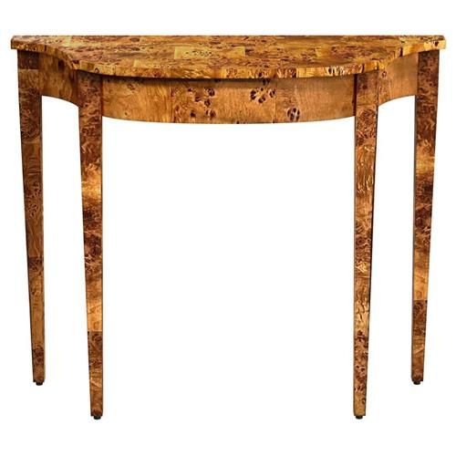 Calag Rustic Lodge Brown Burl Wood Veneer Console Table | Kathy Kuo Home