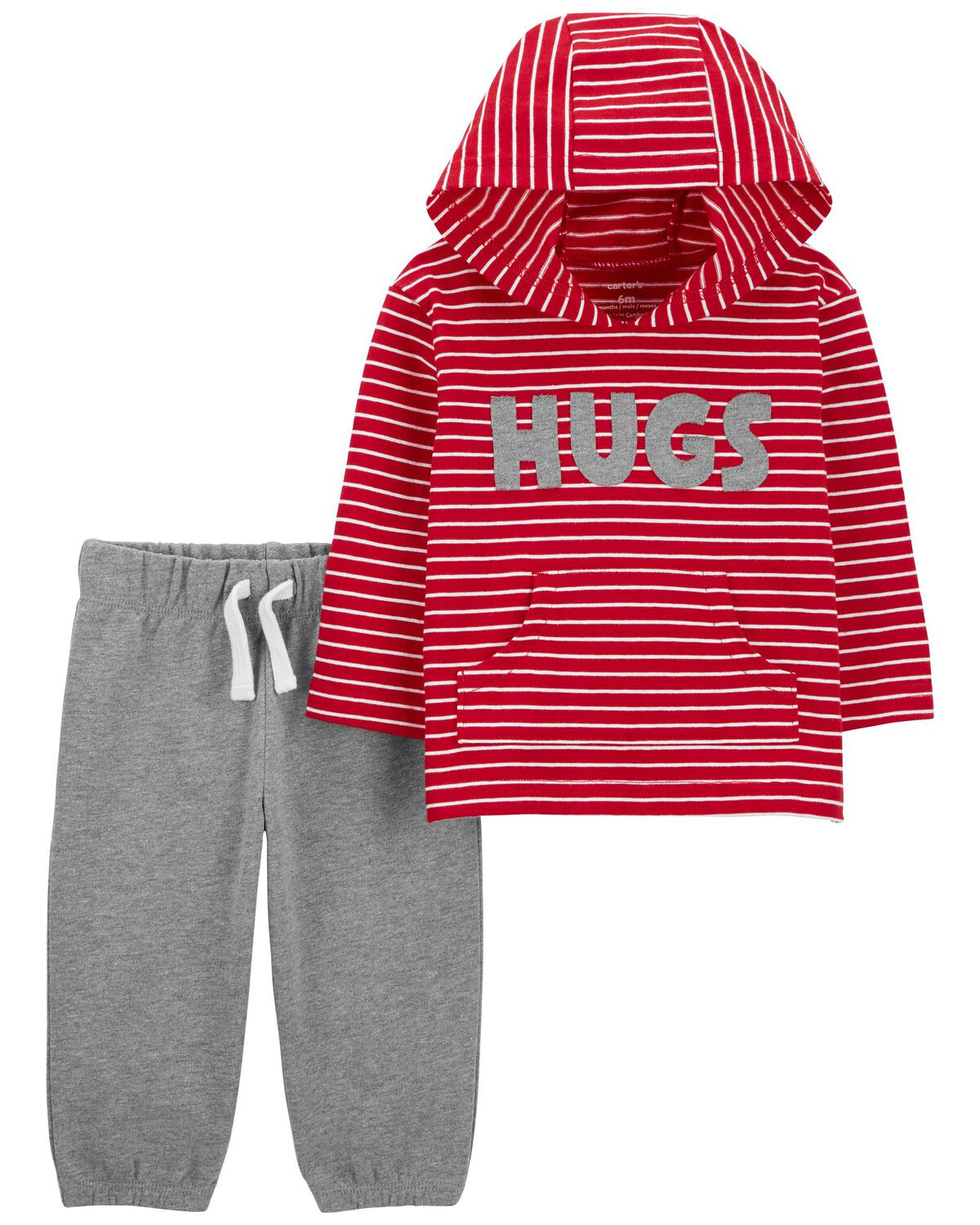 Red/Heather Baby 2-Piece Hugs Hooded Tee & Jogger Set | carters.com | Carter's