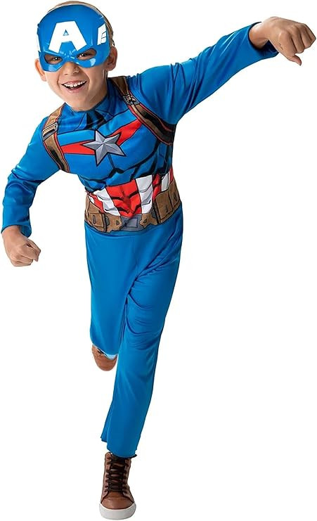 Marvel Captain America Official Youth Costume - Premium Fabric Jumpsuit with Printed Design and P... | Amazon (US)