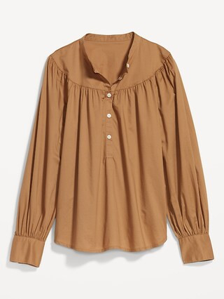Puff-Sleeve Henley Shirt for Women | Old Navy (US)