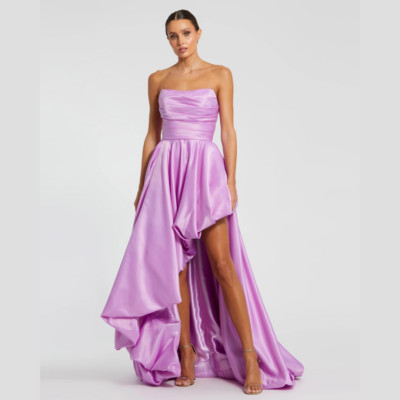 Mac Duggal | Strapless Ruched High Low Gown #11685 in Orchid Purple Size 4 $598 | eBay US