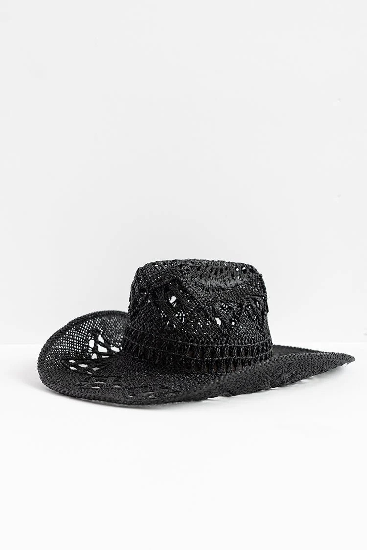 Dallas Straw Cowboy Hat - Black | Flea Style