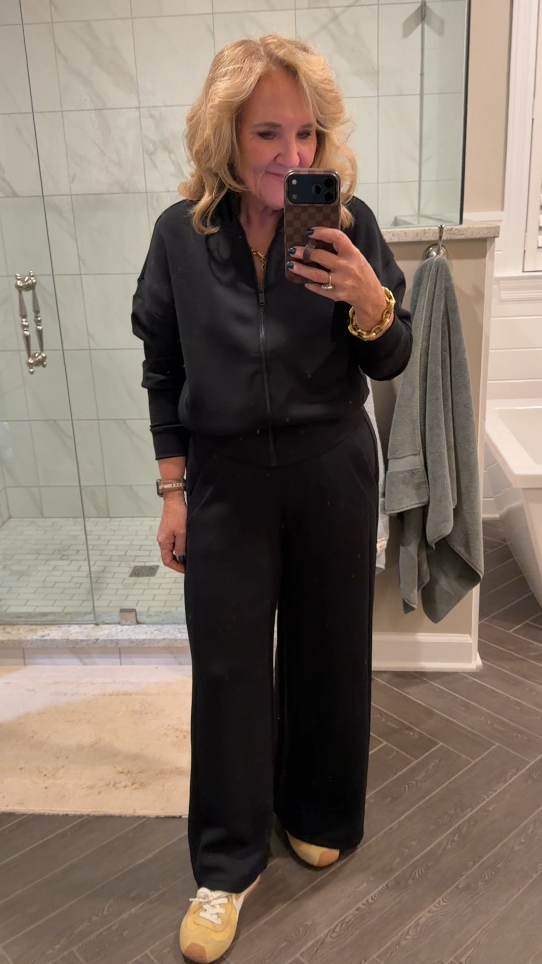 Black track pants not on sale. But red is. I love these. Size medium petite. 
Track jacket also full price but other colors on sale. Wearing a medium. 
Air essentials so soft. Love them  

#LTKOver40 #LTKPetite #LTKTravel