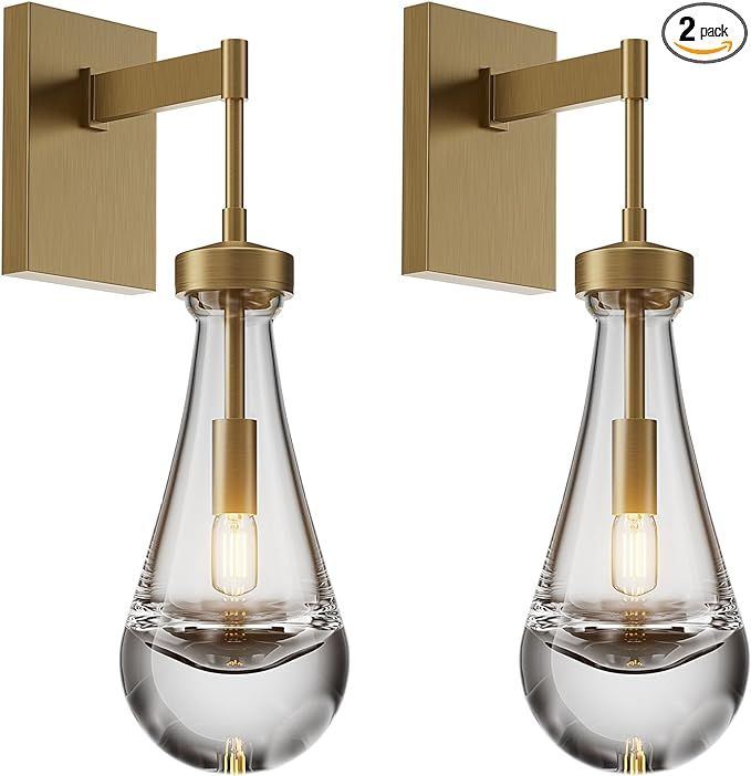 YUEXPAND Wall Sconces Set of Two, Brass Raindrop sconces Wall Lighting,Indoor Kitchen Wall Decor ... | Amazon (US)