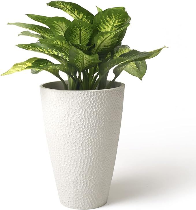 Large Outdoor Tall Planter - 20 Inch Indoor Tree Planter, Plant Pot Flower Pot Containers, White,... | Amazon (US)