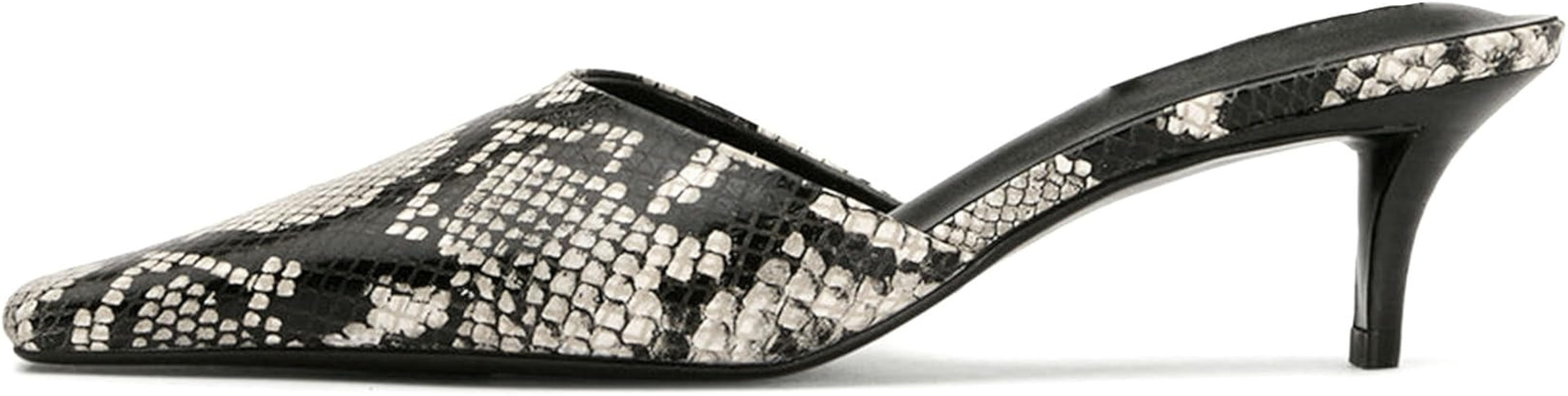 KysBloes Kitten Heel Mules for Women Square Toe Slip On Pumps Low Heel Slides Backless Dress Casu... | Amazon (US)