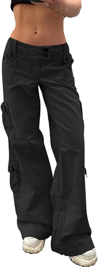 Sunidol Womens Star Jeans Baggy Cargo Jeans Vintage Y2K Outfits Straight Leg Denim Pants | Amazon (US)