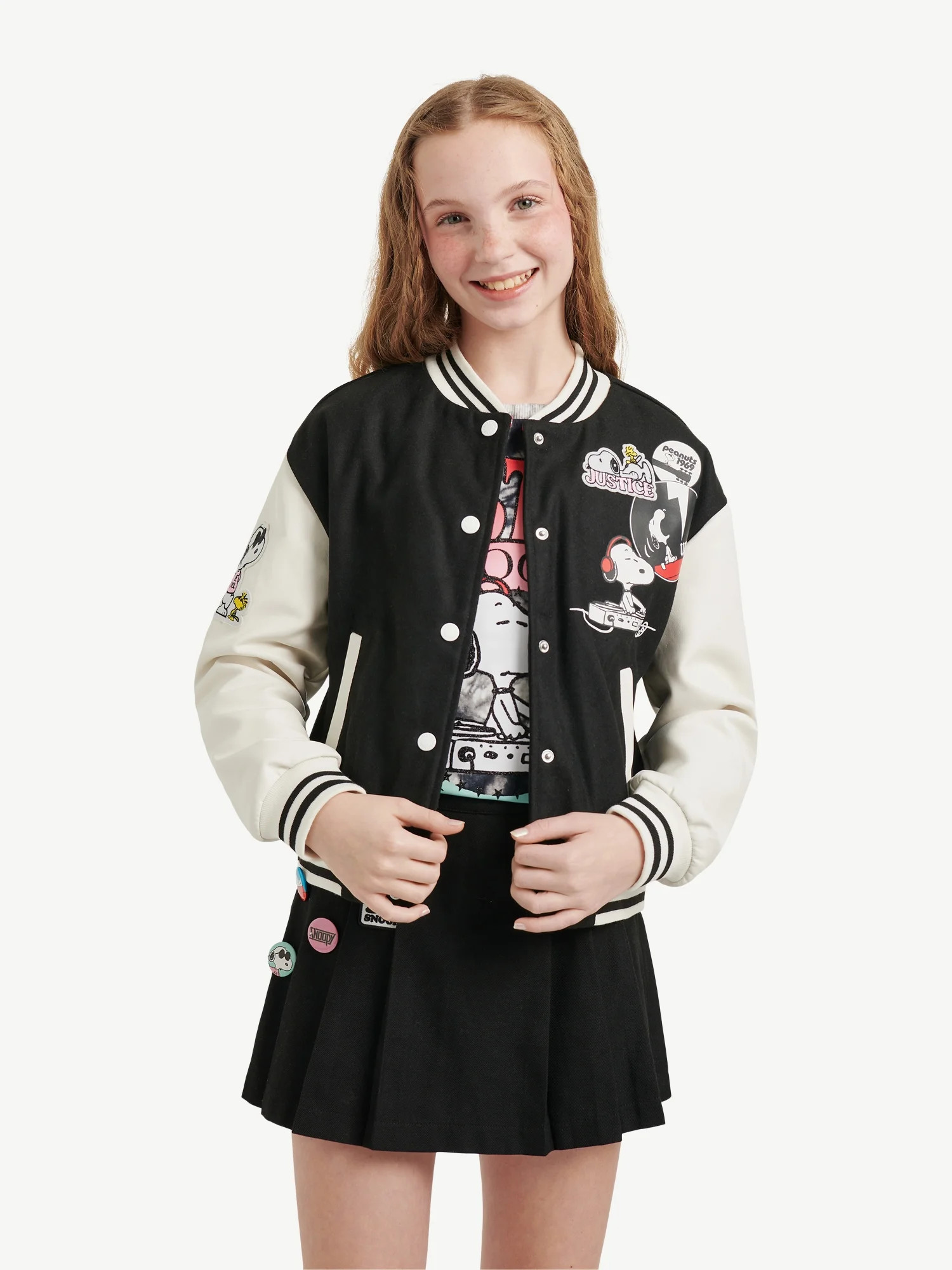 Justice Girls Snoopy Bomber Jacket, Sizes XS-XLP | Walmart (US)