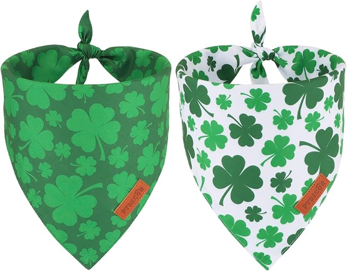 PTDECOR St. Patrick's Day Dog Bandana, Reversible Dog Scarf, Multi Size Offered, Green Shamrock P... | Amazon (US)