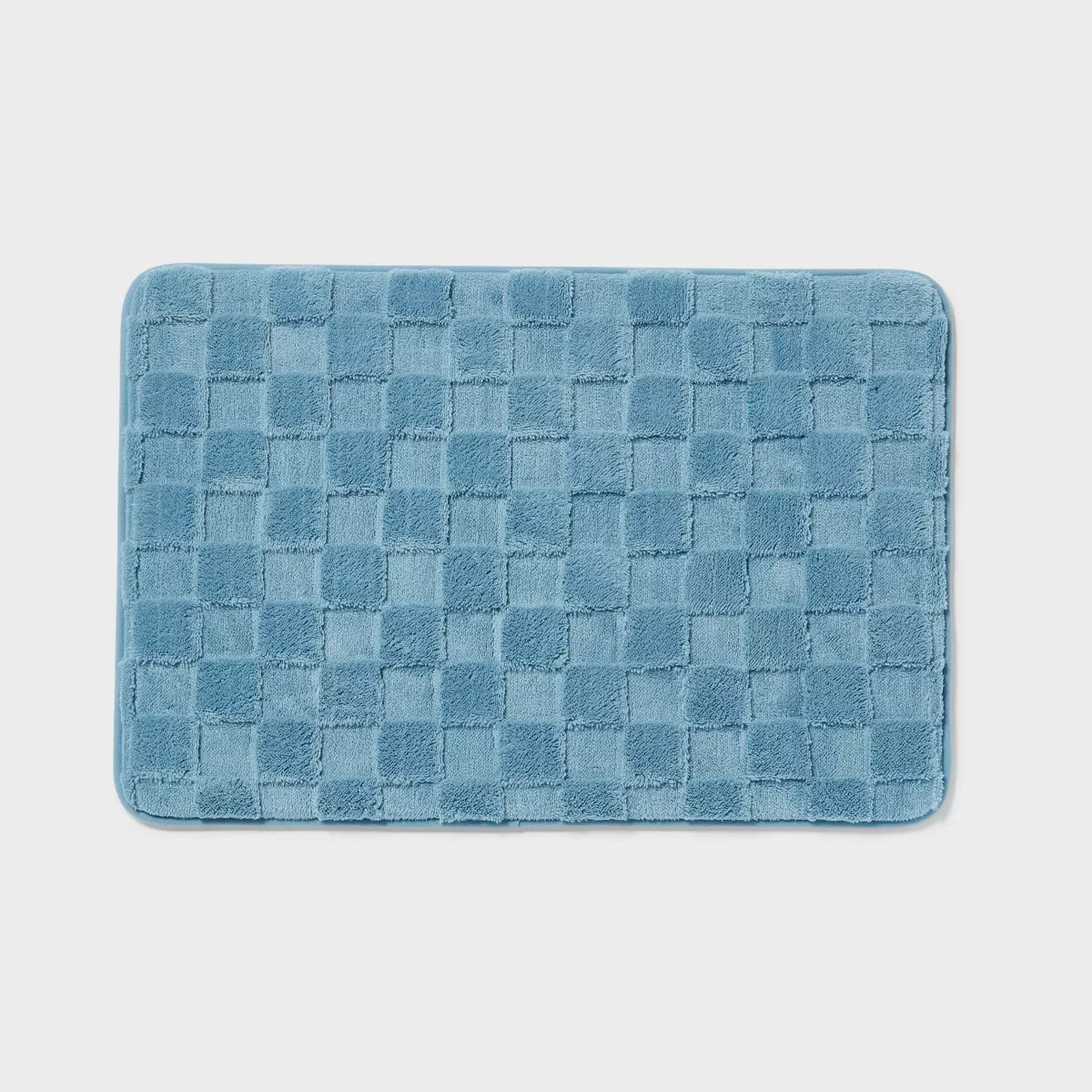 20"x30" Everyday Checked Cushion Bath Rug Quilt Blue - Room Essentials™ | Target