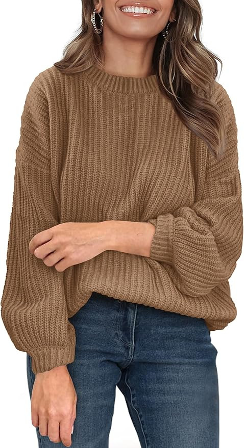 PRETTYGARDEN Women's Fashion Sweater Long Sleeve Casual Ribbed Knit Winter Clothes Pullover Sweat... | Amazon (US)