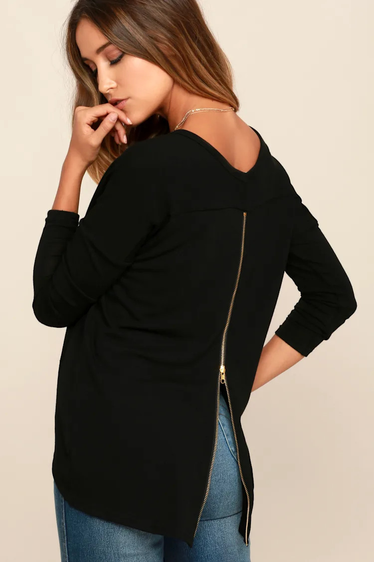 Zip to My Lou Black Sweater Top | Lulus (US)