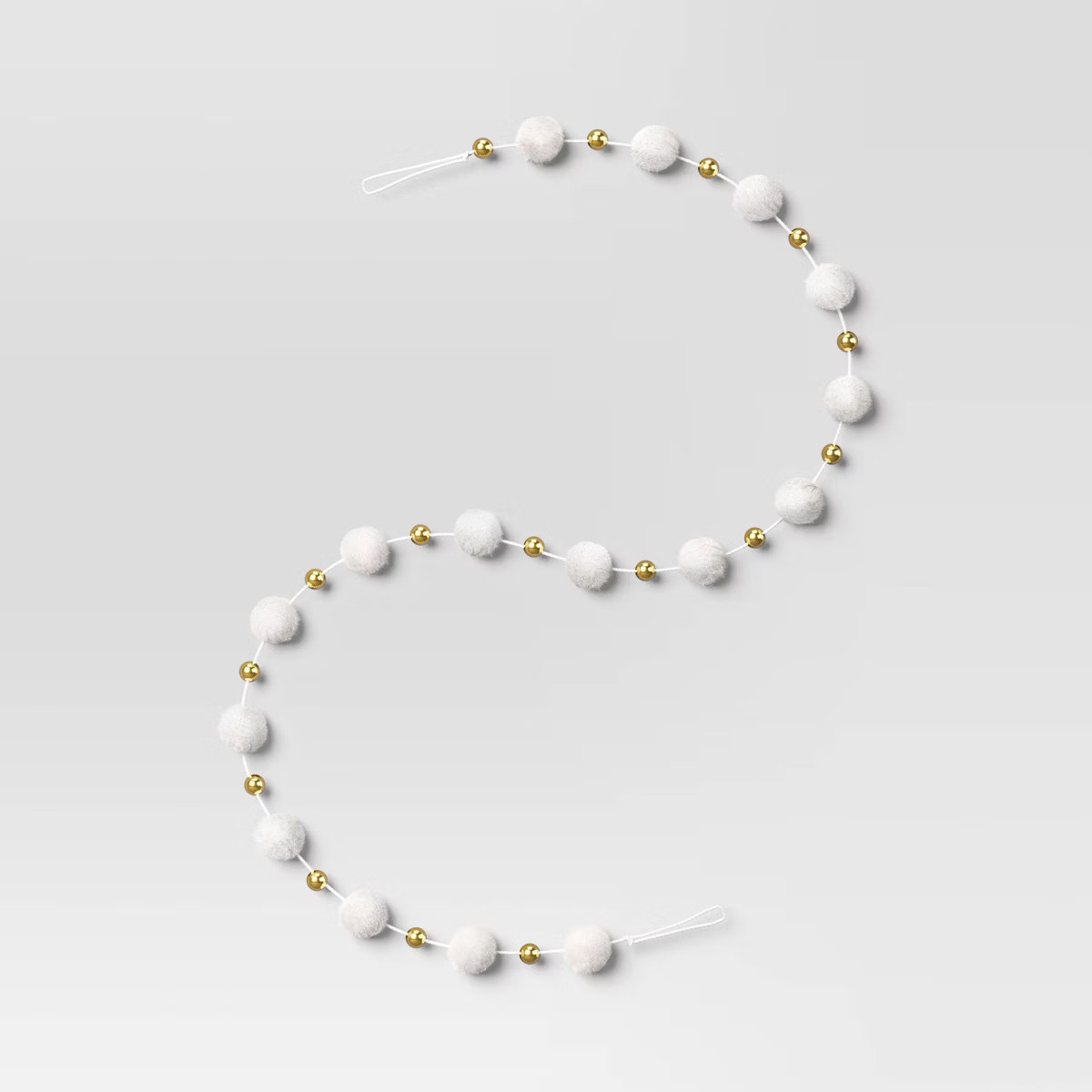 6' Pom Pom and Bead Christmas Tree Garland White/Gold - Wondershop™ | Target
