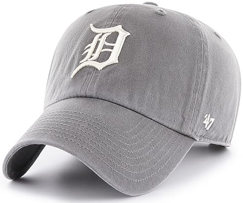 47 Brand MLB Dark Gray Team Color Primary Logo Clean Up Adjustable Strap Baseball Dad Hat Cap, Adult One Size Fits All - Detroit Tigers - Dark Gray Team Color | Amazon (US)