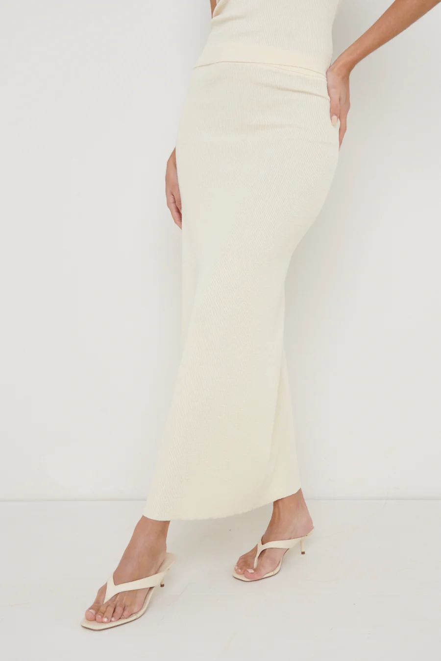 Reese Midaxi Knit Skirt - Cream | Pretty Lavish (UK)