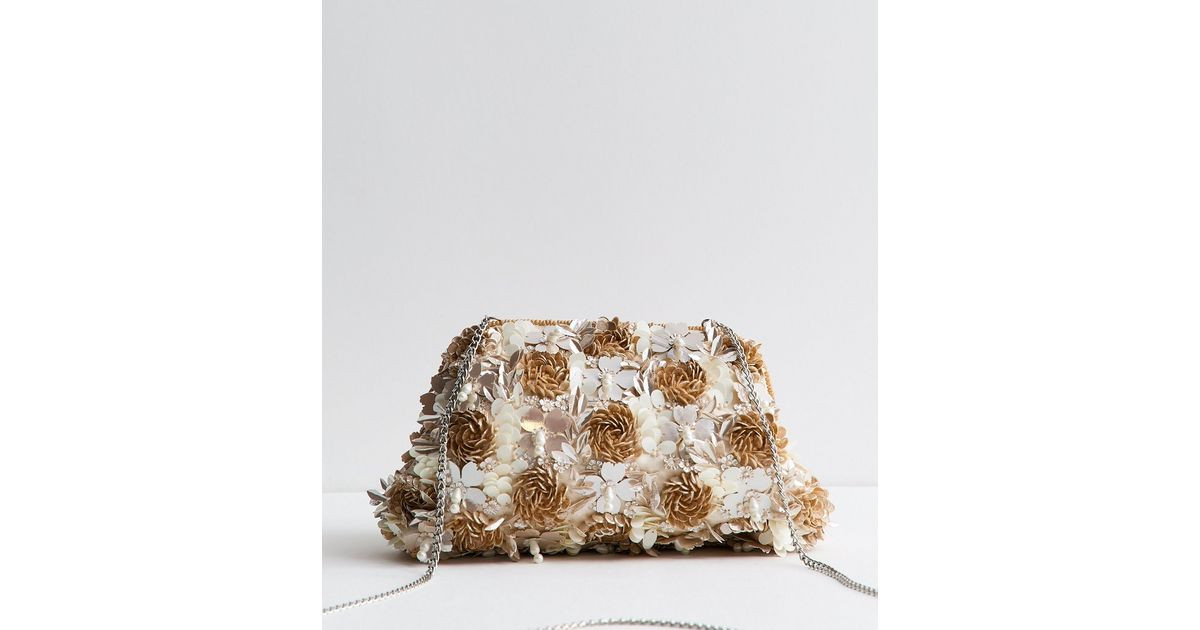 Brown Bead and Sequin Flower Shoulder Bag | New Look | New Look (UK)