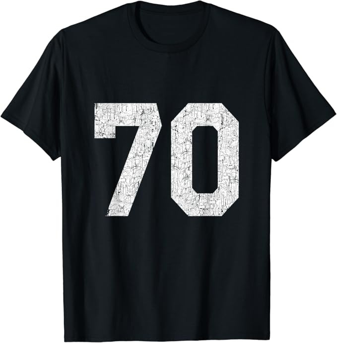 Jersey Uniform Number #70 Athletic Style Sports Graphic T-Shirt | Amazon (US)