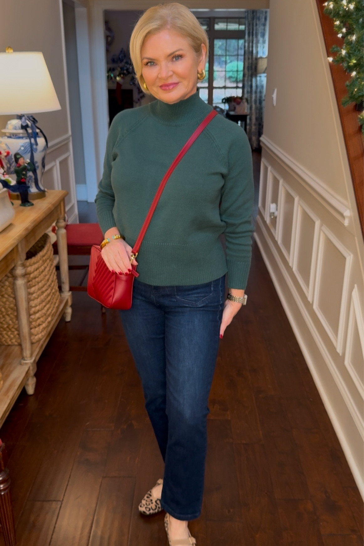 Here's a Season-appropriate but not "holiday" outfit! I love this cotton sweater from LOFT. I'm wearing it in Medium Petite. The jeans are from Nic & Zoe in 27 petite. Ted bag is real Italian leather at a great price from Quince.  Leopard plata round out the look! Easy outfit for your last-minute holiday shopping & errands!

Winter outfits
Holiday outfits
Christmas sweater
Petite fashion
Leopard print 

#fashionover50
#loveloft
#holidayoutfit
#christmasoutfit
#stylewithserena


#LTKOver40 #LTKStyleTip #LTKHoliday