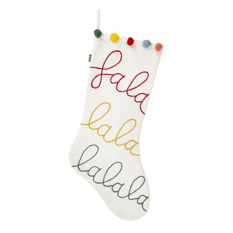 HGTV Home Collection "Falala" Embroidered Christmas Stocking, White, 20 in | Walmart (US)