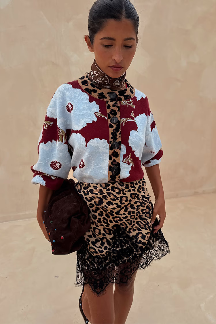 Burgundy & Blue Poppy Cardigan | Never Fully Dressed (UK & IE)