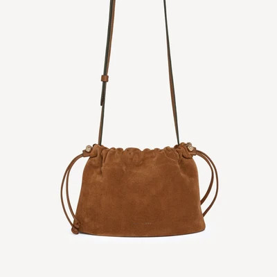 Charlotte Drawstring - Tan Suede | Strathberry